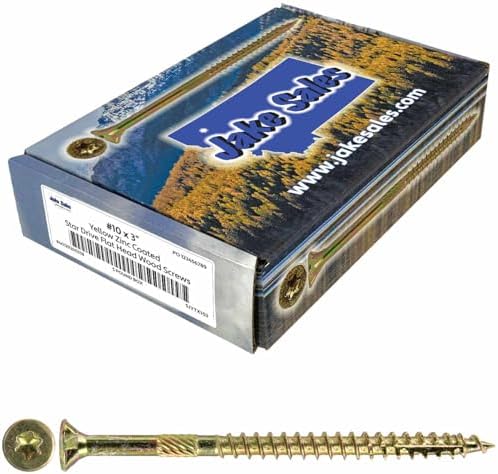 Jake Sales #10 X 3 Gold Star Wood Screw Torx/Star Drive Flat Head (5 POUNDS - 315 Approx. Screw Count) - Multipurpose Torx/Star Drive Wood Screws