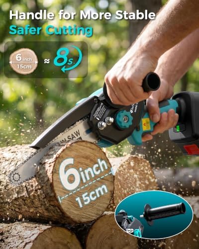 8 inch Electric Mini Chainsaw for Wood Cutting, 1000W Brushless Motor