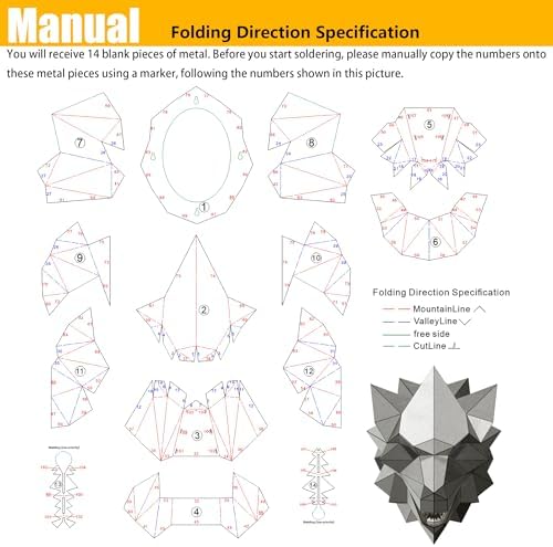 Dire Wolf Head Welding kit For Beginners Practice,201 stainless steel Welding Coupons,Laser Cut Welding Training Metal Suitable For TIG, MIG, Gas, Arc, Stick, DIY Welding Practice Kit (14 pcs)