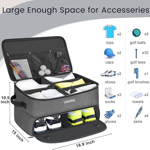YOREPEK Golf Gifts for Men, 2 Layer Golf Trunk Organizer for 2 Pair Shoes