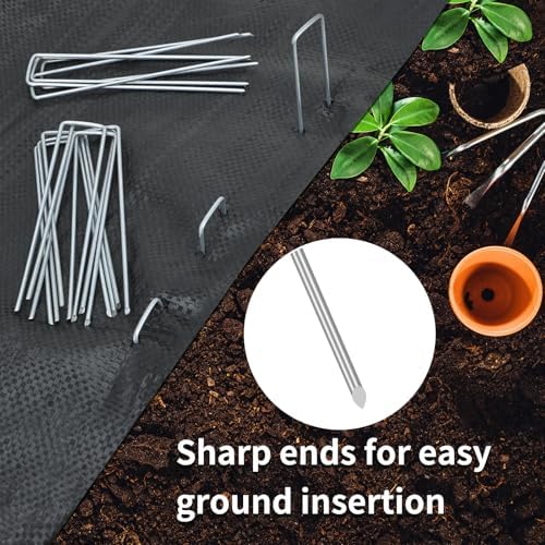 Whonline 400 Pack Landscape Staples 6 Inch, Galvanized Garden Stakes