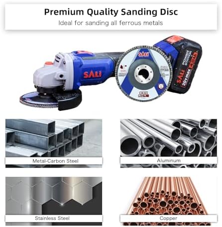 Sali 100 Pack Flap Disc 60 Grit 4.5" x 7/8-Inch Sanding Disc Bevel Type #29 Premium and Industrial Grade Angle Grinder Grinding Wheel High Performance Edge Grinding