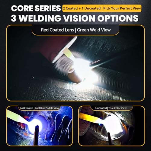 Core Series Red Shade 10 Auto Darkening Welding Lens 2"x4 1/4", Slim 0.2" Welding Lens with Teal Clarity View for Pancake & Sugar Scoop Welding Hoods