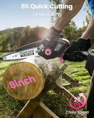 Mini Chainsaw with 1000W Brushless Motor, 8 inch & 6 inch 2 Batteries