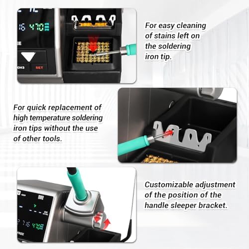 SUGON T61 400W Digital Soldering Iron Station, with C470 & C245 Handles and 6 Soldering Tips, 212°F-932°F, 2S Fast Heat, Sleep Mode, 3 Preset Channels, °C/°F, Tip Change Slots, Cleaning Sponge, LCD