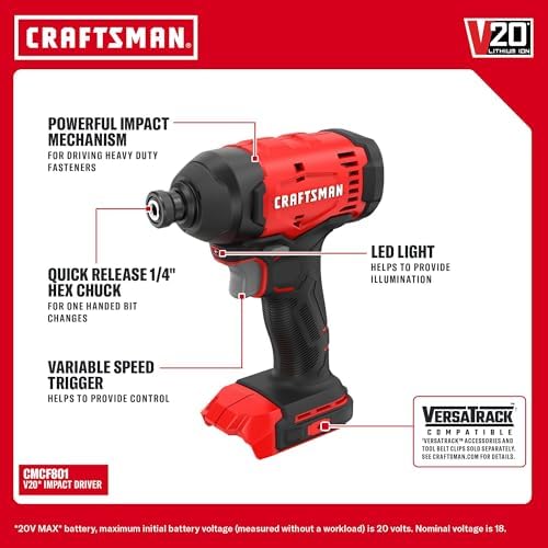 CRAFTSMAN V20 Cordless Drill Set and Impact Driver, Includes 2Ah Battery and Charger, Power Tool Set with 1700 RPM 1/2 In. Power Drill, 1800 Torque 1/4 In. Impact Screwdriver, LED (CMCK201D1)