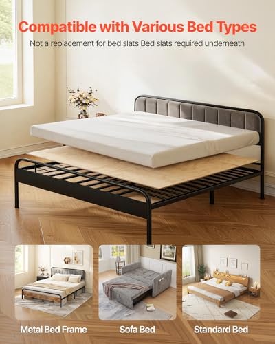 VEVOR Bunkie Board, Cal King 69.7 x 81.9 in, Foldable Bed Board Under Mattress with Nylon Webbing, Plywood, Rounded Edges, Anti-Sag Design for Metal Frames, Sleeper Sofas, Platform and Bunk Beds