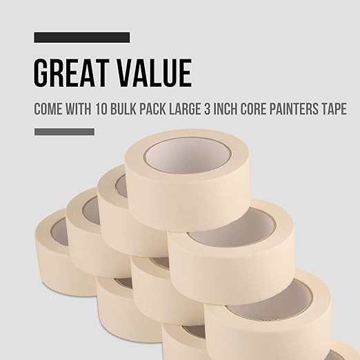 Lichamp Wide Masking Tape 2 inches, 10 Pack General Purpose Masking Tape Bulk Multipack for Basic Use, 1.95 inches x 55 Yards x 10 Rolls (550 Total Yards)