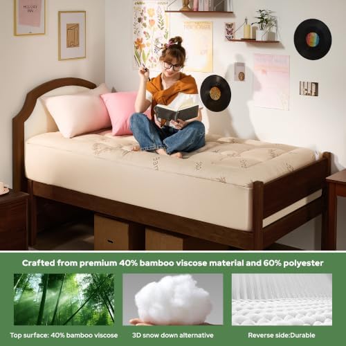 BEDLORE Twin XL Mattress Topper, Thick Soft Pillow Top Bed Topper