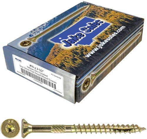 Jake Sales #10 x 2-1/2" Gold Star Wood Screw Torx/Star Drive Flat Head (5 POUNDS - Approx. 385 Screw Count) - Multipurpose Wood Screws