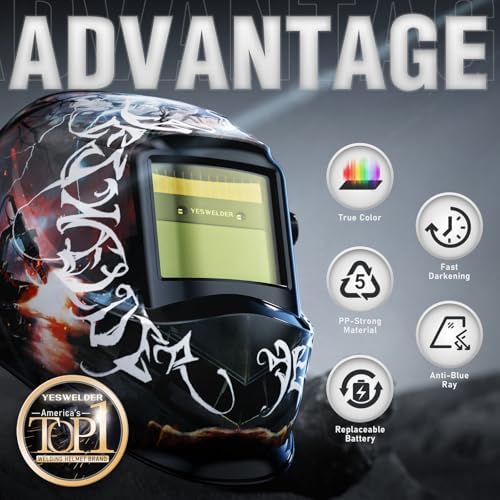 YESWELDER Auto Darkening Welding Helmet 1/1/1/1 True Color, LYG-L600A