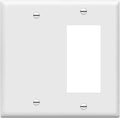 ENERLITES Combination Decorator Rocker/Blank Outlet Wall Plate, Standard Size, 2-Gang 4.50 inch x 4.57 inch Light Switch Cover, Polycarbonate Thermoplastic, UL Listed, 880131-W, White