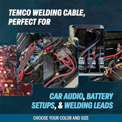 TEMCo 1/0 Gauge AWG 500 Ft Black Flexible Pure Copper Made in USA Welding Cable Battery Wire - Heavy Duty Solar, Inverter, Car, RV, Truck