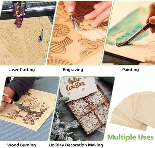42PCS Basswood Sheets 12" x 12" x 1/8" (3mm) – Flat & Clean Thin Basswood Sheets for Laser Cutting & Engraving, Consistent Quality Wood Sheets for Wood Burning, Painting, Staining, DIY Ornaments Model