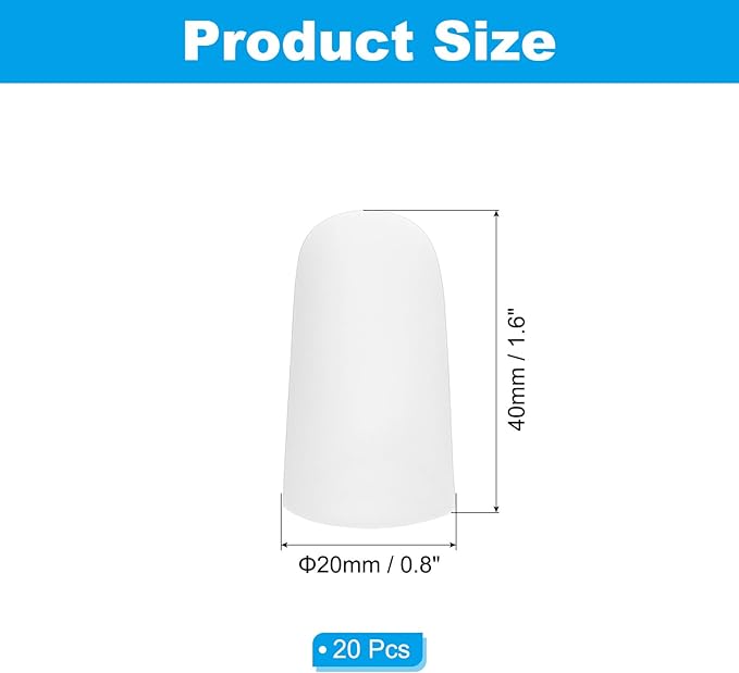 PATIKIL Finger Sleeve Protectors, 20pcs Silicone Finger Cots Cover Cap Thumb Guard Gel Finger Protection for Repair, Sports, 1.6"x0.8" White