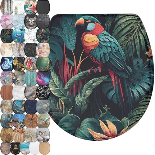 Sanilo Wooden Toilet Seat with Quick Release & Soft Close [ROUND] - Decorative & Slow Close Molded Wood Seat - With One Click for Easy Installation & Cleaning - With Adjustable Fit (Exotic)