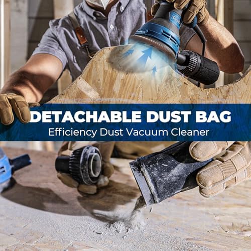 Dong Cheng 5-Inch Random Orbital Sander, 2.5 Amp 12,000 OPM, 6 Variable Speeds, 10 Sandpapers & Detachable Dust Bag, for Woodworking & Furniture Refinishing