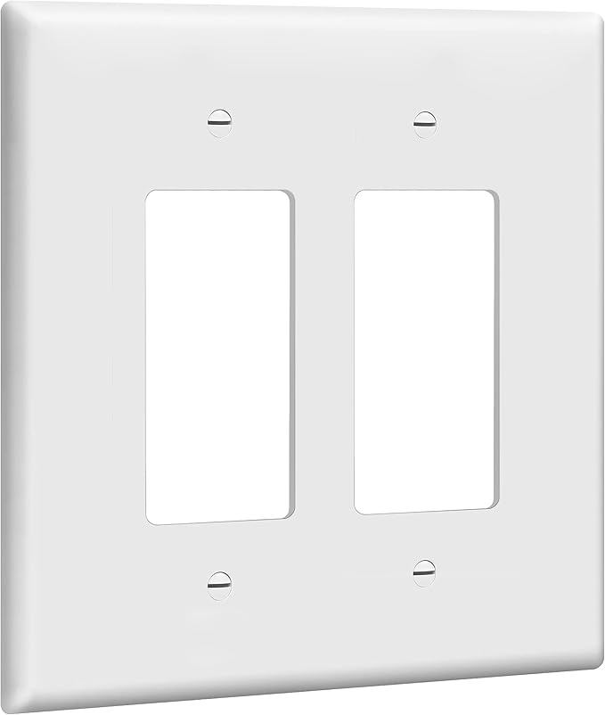 ENERLITES Double Decorator Switch Cover, Two Outlet Wall Plate, Oversized 2-Gang 5.50" x 5.50", Unbreakable Polycarbonate Thermoplastic, UL Listed, 8832O-W, White