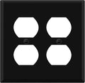 ENERLITES Double Duplex Receptacle Metal Wall Plate, Corrosion Resistant, Standard Size 2-Gang 4.50" x 4.57", Powder Coated Stamped Steel, 7722-BM, Black Matte
