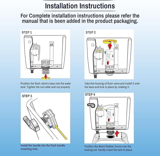 3 Inch Dual Flush Valve Conversion Kit with Handle, Adjustable Overflow Tube & Overflow Water Conserver