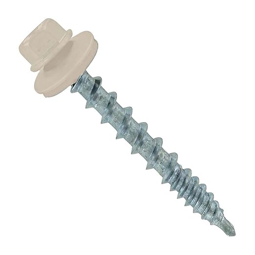 Fasteners Plus ST Fastening #10 x 1-1/2" Kwikseal Woodbinder Metal Roofing Screws Metal-to-Wood Light Stone (Pack of 250)