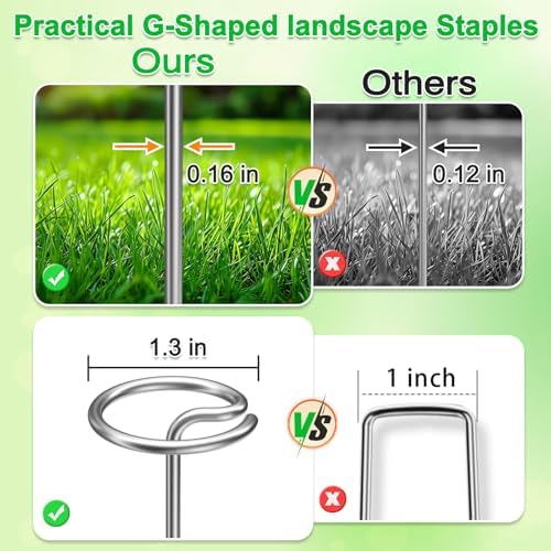 Heavy-Duty Landscape Staples – 50 Pcs 8-Inch G-Shaped Thickened Galvanized Garden Fabric Staples,Rust-Resistant Ground Cover Pins for Weed Barrier, Erosion Control & Landscaping Projects