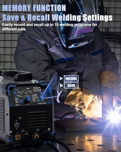 AZZUNO 200A AC/DC Aluminum TIG Welder, 10-in-1 TIG Welding with Pulse Cold
