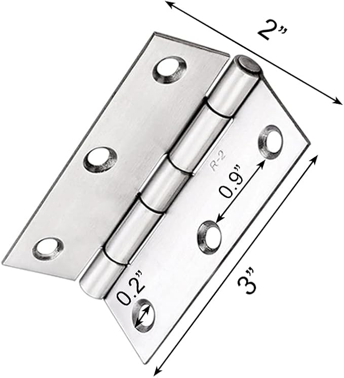 Medsuo 2 PCS Door Hinges 3 Inch Stainless Steel Folding Butt Hinges with 12 PCS Stainless Steel Screws for Door Case Lid Wooden Box Chest (Silver)