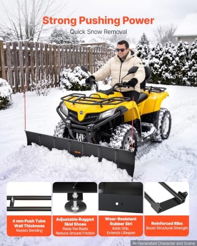 VEVOR Snow Plow Kit 60 in Universal Plow Attachment 3 Mount Options Black