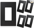 ELEGRP 1 Gang Screwless Decorative Wall Plates, Mid-Size Unbreakable Thermoplastic Faceplate Cover for Decorator Receptacle Outlet Switch, UL Listed (5 Pack, Matte Black)