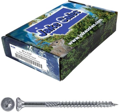 Jake Sales #9 x 2-1/2" Silver Star Stainless Steel Wood Screw Torx/Star Drive Head - Grade 300 Series Stainless Steel Torx/Star Drive Wood Screws - (5 POUNDS - 550 Approx. Screw Count)