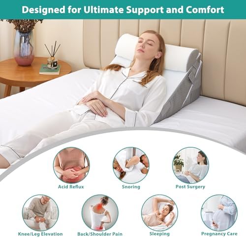 Bedluxe Wedge Pillow Set for After Surgery, Orthopedic Bed Wedge White/Grey