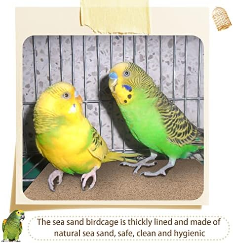 Fabbay 100 Pcs Gravel Paper for Bird Cage Gravel Liner Paper Pet Sandpaper Special for Bird Cage in Sea Sand, Easy Clean Pet Sandpaper Calcium Paper for Birdcage Parrots Cockatiels(11 x 17 Inch)