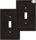 Henne Bery Modern Edge Decorative Wall Plate Switch Plate Outlet Cover, Durable Solid Zinc Alloy (Single Toggle 2PK, Matte Black)