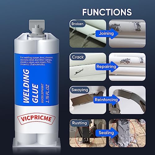 Vicpricme Metal Glue Heavy Duty Weld Metal Epoxy Glue for Metal 3Pcs