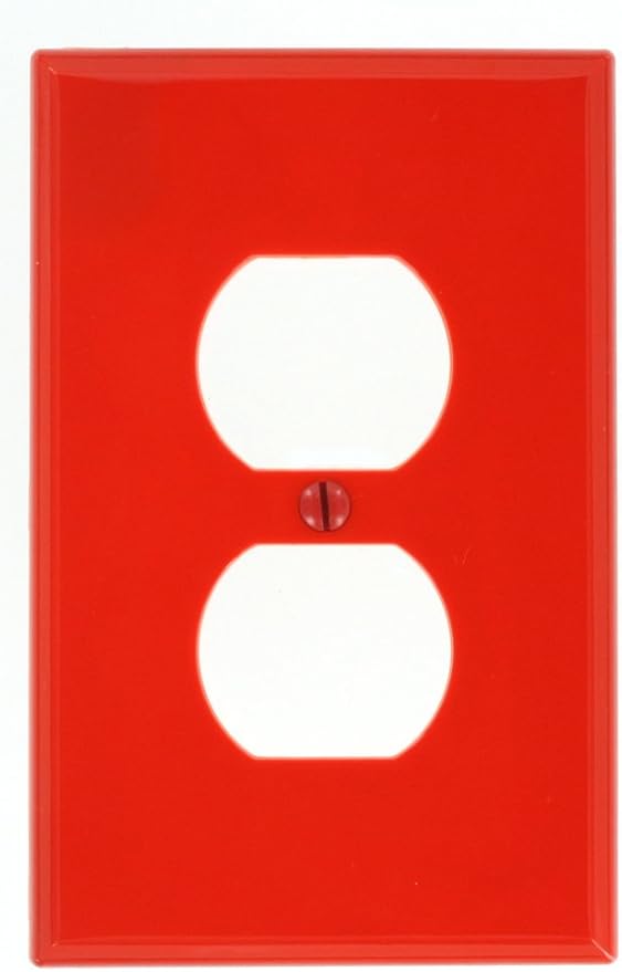 Leviton 1-Gang, 1-Duplex, Midway Nylon Wallplate, Midway Size, 1 Pack, PJ8-R, Red