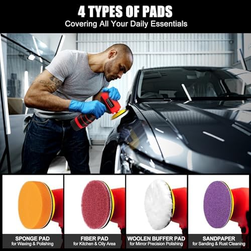 Cordless Sander, 3" Palm Sander with 16.8V 2.0Ah Li-ion Battery, 3500RPM Mini Polisher, 19 Accessories Sanders Tool for Sanding/Polishing/Waxing/Cleaning