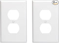 Outlet Covers Wall Plates -Duplex Outlet Covers, 1-Gang Standard Size Wall Plate for Outlets, Duplex Receptacle Wall Plate,Unbreakable Polycarbonate Thermoplastic,UL Listed (2-Pack,White)