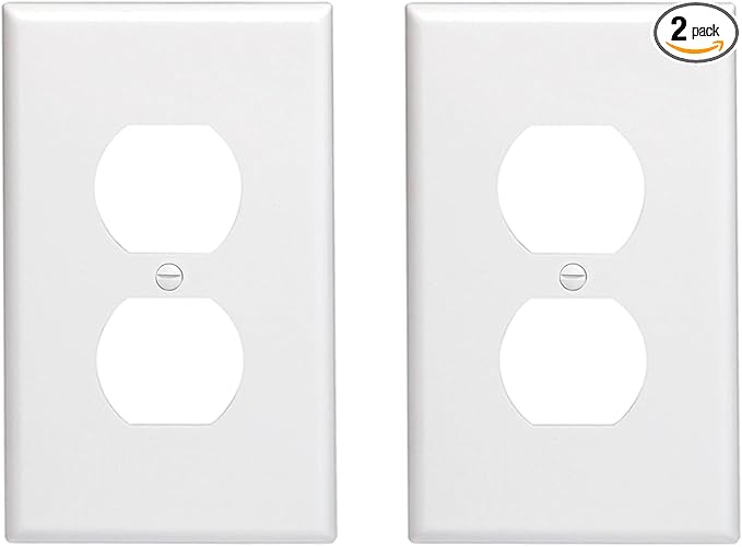 Outlet Covers Wall Plates -Duplex Outlet Covers, 1-Gang Standard Size Wall Plate for Outlets, Duplex Receptacle Wall Plate,Unbreakable Polycarbonate Thermoplastic,UL Listed (2-Pack,White)