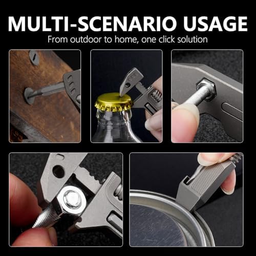 WARHERO Titanium EDC Pry Bar Multitool with Ratchet Screwdriver, Wrenches, Crowbar, Bottle and Box Openers, Compact Versatile Pocket Pry Bar for Everyday Carry