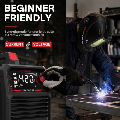 YESWELDER 135A MIG Welder, 110V Flux Core Gasless MIG/Lift TIG/Stick 3-in-1