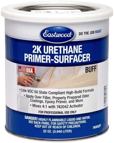 Eastwood 2K Urethane Primer Paint Surfacer Buff Quart and Activator Kit