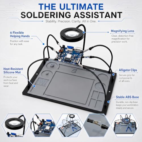 Kaisi Helping Hands Soldering Station with 10X LED Magnifying Glass