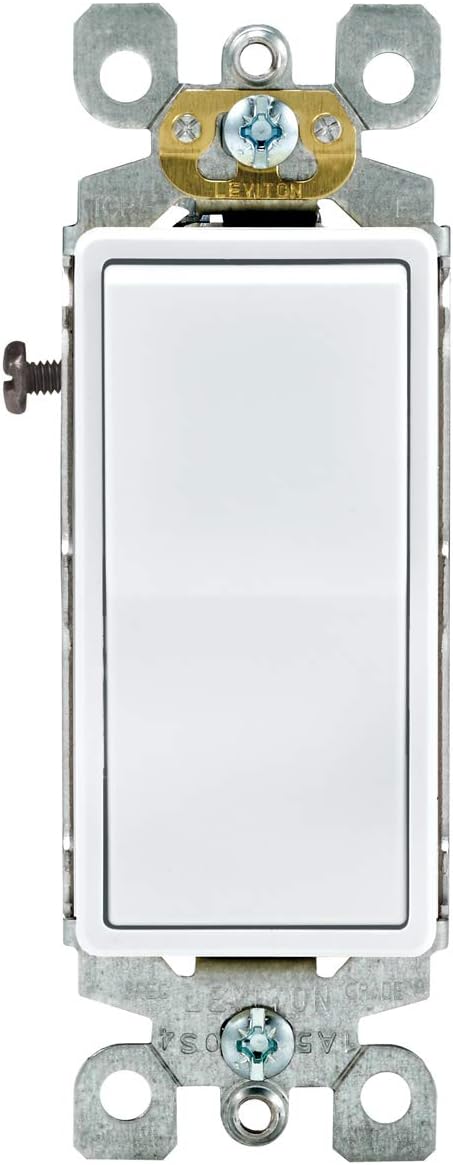 Leviton Antimicrobial 15 Amp 120/277V Decora Rocker 3-Way AC Quiet Switch, 5603-2AW, White (Pack of 2)