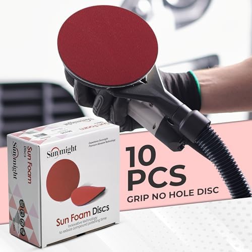 Sunmight Sunfoam Grip No Hole 6 Inch Sanding Discs - 3000 Grit Wet Dry Sandpaper for Car Paint, Headlight, Metal, Wood - Hook & Loop for Orbital & DA Sanders - Polishing & Finishing Abrasive (10 Pcs)