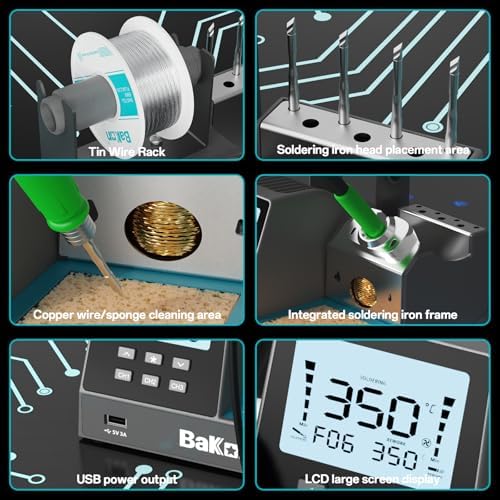 BK602Pro Soldering Station, C210 Soldering Iron & Hot Air Rework Station 2 In 1 Precision Soldering Practice Kit, Large Display, Auto Sleep, Temperature Preset