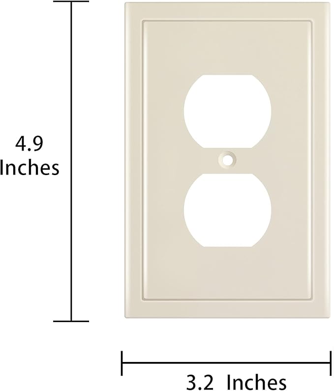 Henne Bery Modern Edge Decorative Wall Plate Switch Plate Outlet Cover, Durable Solid Zinc Alloy (Single Duplex 3PK, Light Almond)
