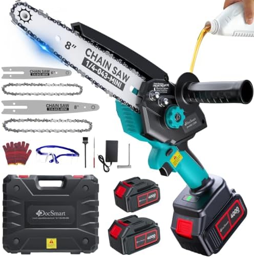 Mini Chainsaw with 1500W Brushless Motor, Electric Saw for Wood Cutting