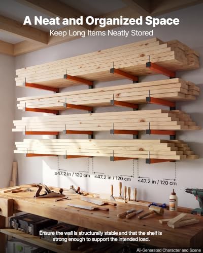 VEVOR Lumber Rack, 4-Tier 4-Pack 110 lbs per Tier, Foldable Wood Storage