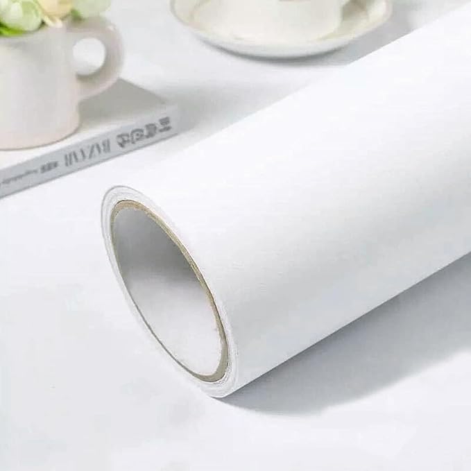 White Contact Paper 23.6''x118'' White Peel and Stick Wallpaper | Removable Self-Adhesive Thicken Wall Paper for Bedroom Walls, Desks, Tables, Countertops